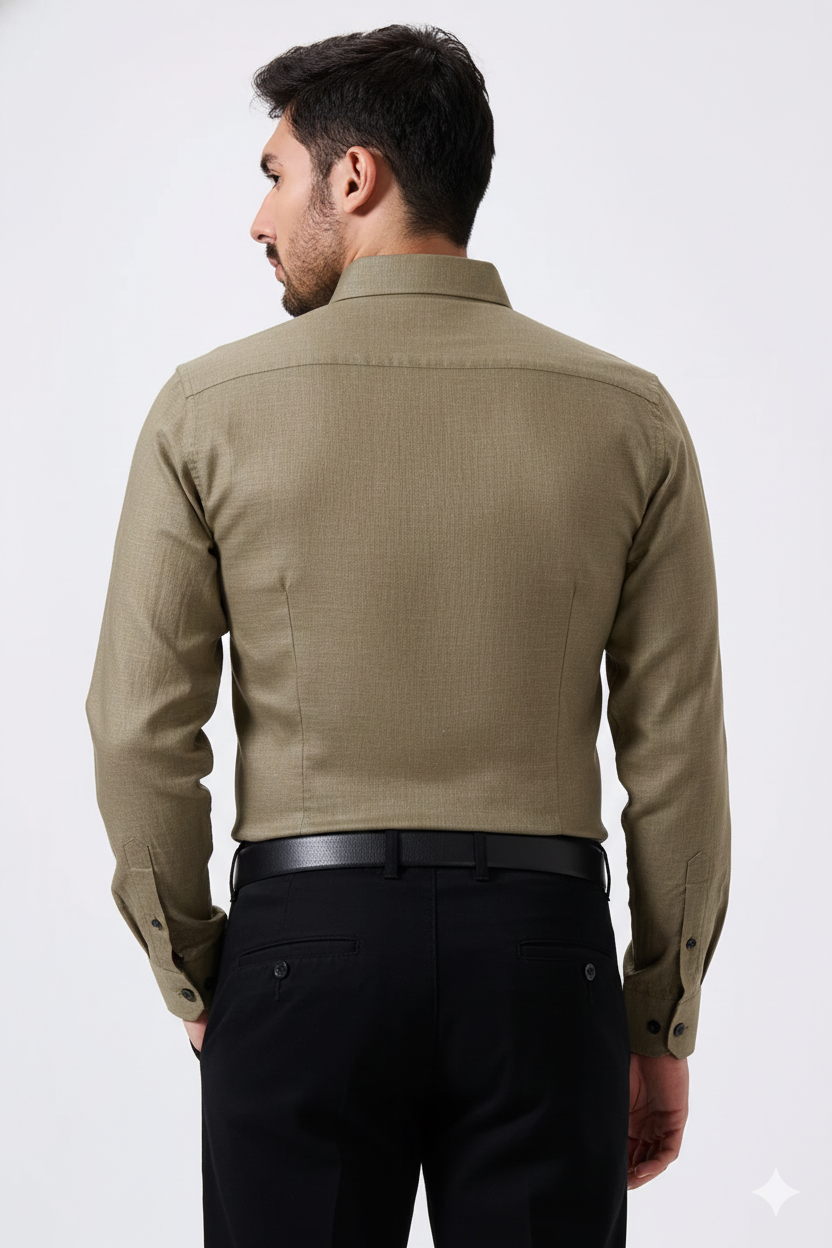 Linen Slab Blue Color Plain Men Shirt