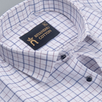 Pure Cotton 100% Blue Check Men Shirt