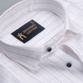 Flex Cotton Linen Mustard Gold Stripes Men Shirt