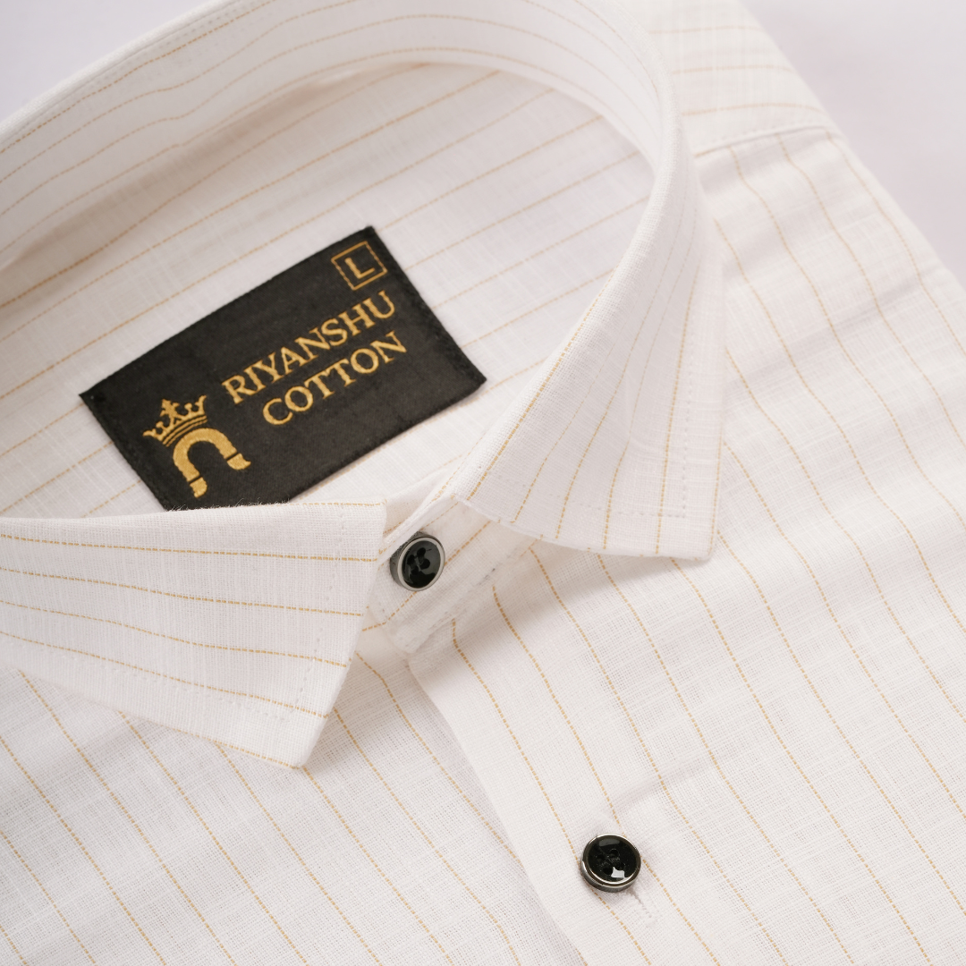 Flax Linen Cotton Gold Lining Men Shirt