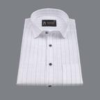 Flex Cotton Linen Wine Red Stripes Men Shirt