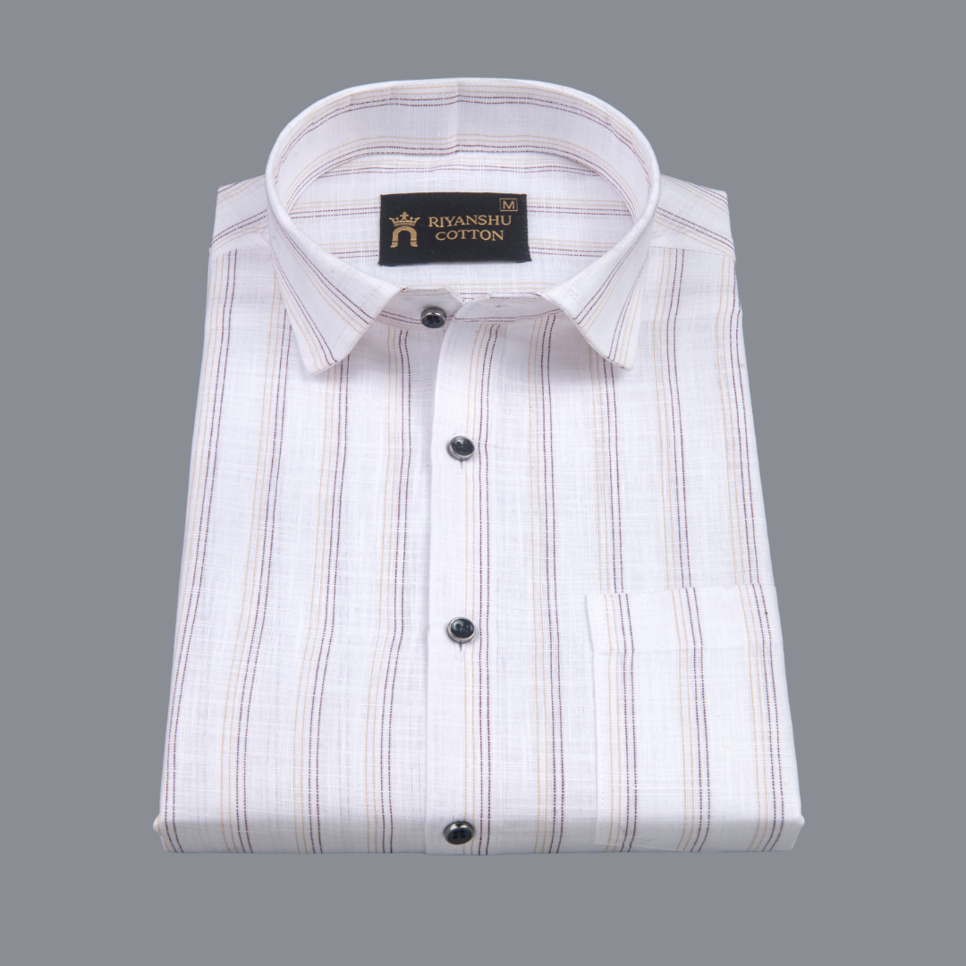 Classic Brown Stripe Formal Men Shirt