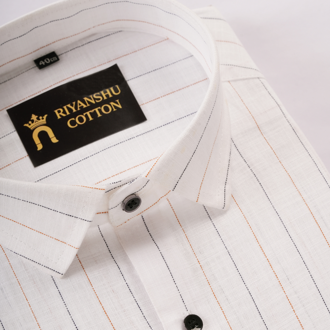 Flax Linen Cotton Black and gold Lining Men Shirt