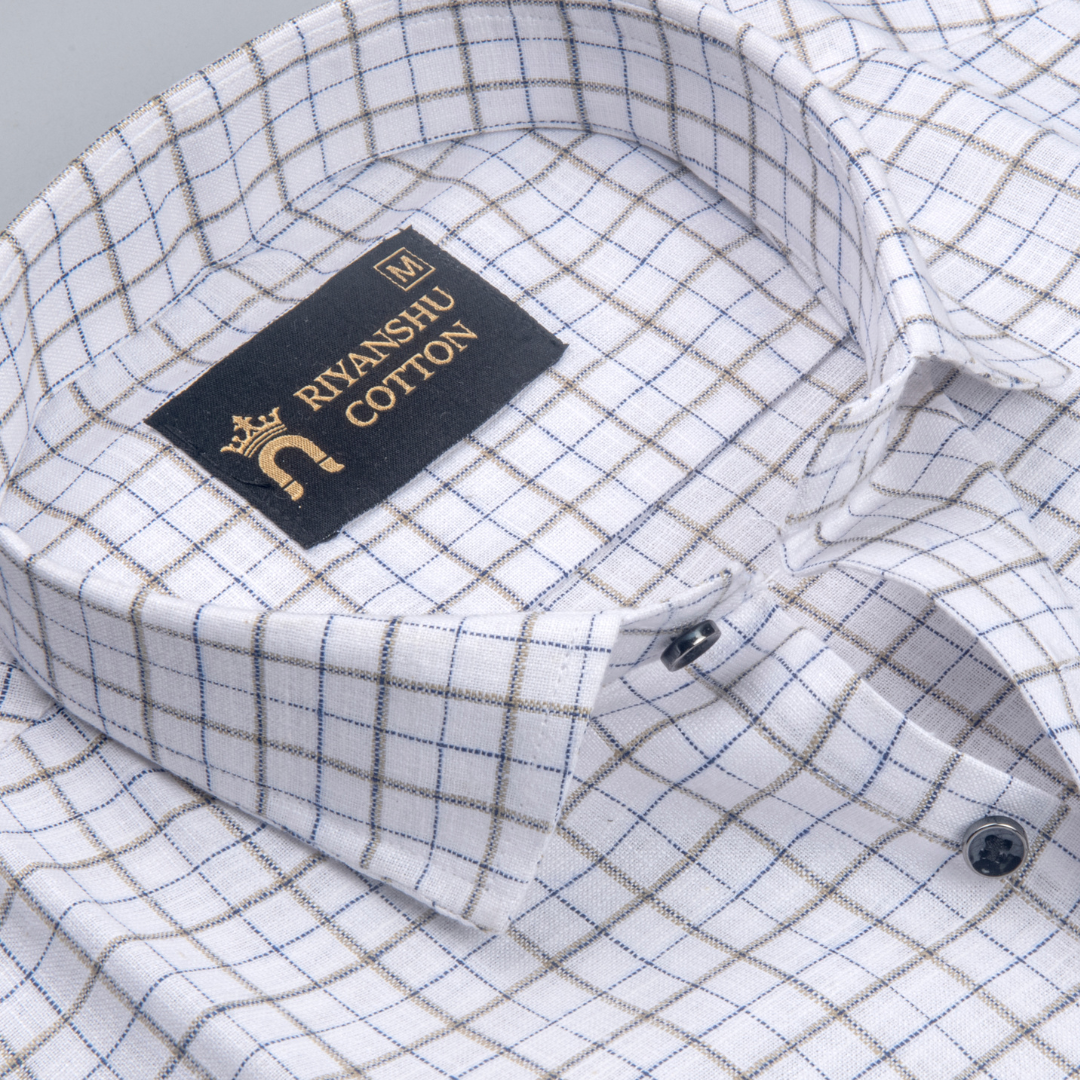 Pure Cotton 100% Brown Check Men Shirt