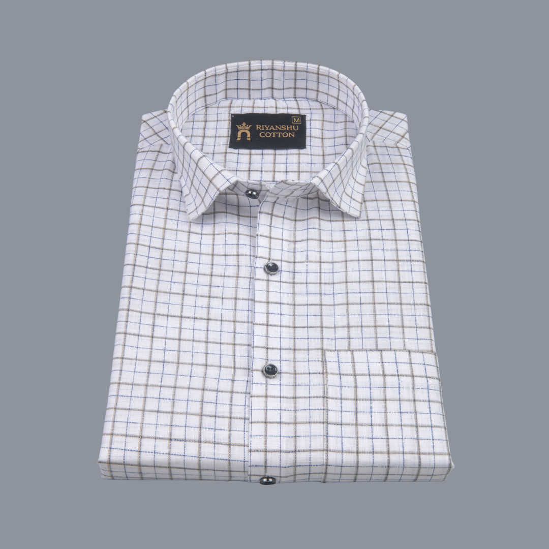 Pure Cotton 100% Brown Check Men Shirt