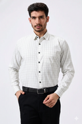 Flax Linen Cotton Light Black checks Men Shirt