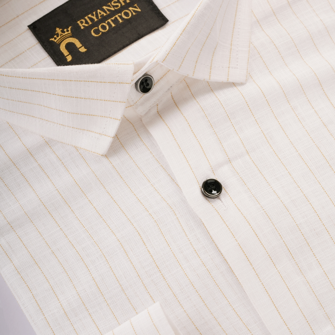 Flax Linen Cotton Gold Lining Men Shirt