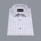 Pure Cotton 100% Blue Check Men Shirt
