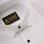 Flax Linen Cotton Blue Lining Men Shirt