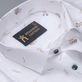 Premium White Mini Floral Motif Print Men Shirt