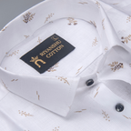 Premium White Mini Floral Motif Print Men Shirt