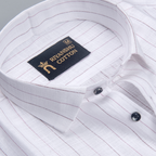 Flex Cotton Linen Wine Red Stripes Men Shirt