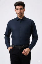 Linen Slab Blue Color Plain Men Shirt