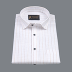 Flex Cotton Linen Mustard Gold Stripes Men Shirt