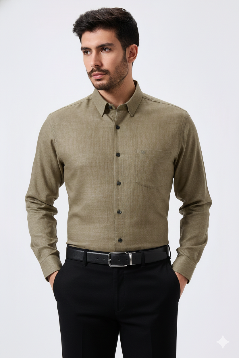 Linen Slab Blue Color Plain Men Shirt