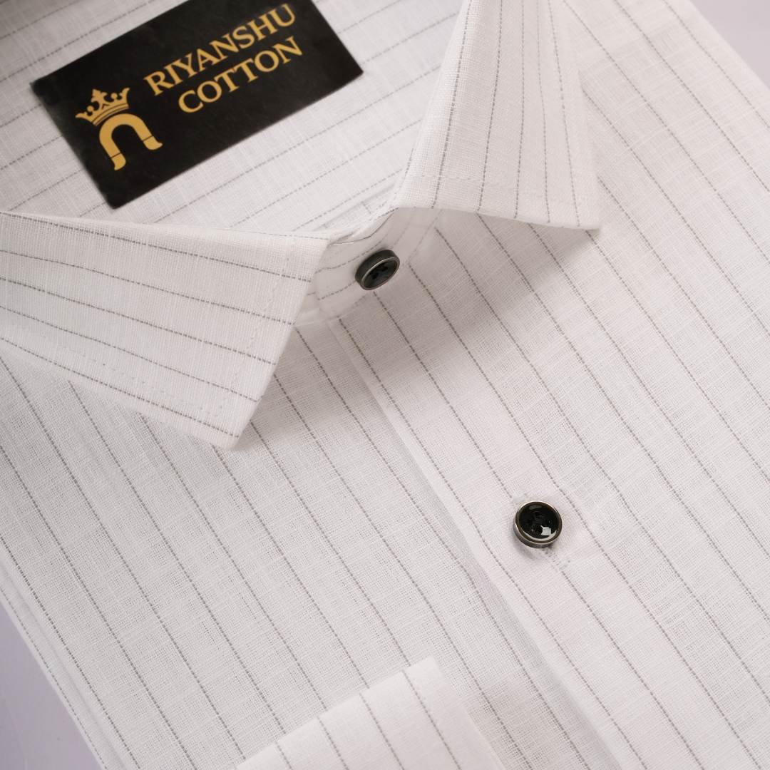 Flax Linen Cotton Gray Lining Men Shirt