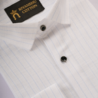 Flax Linen Cotton Blue Lining Men Shirt