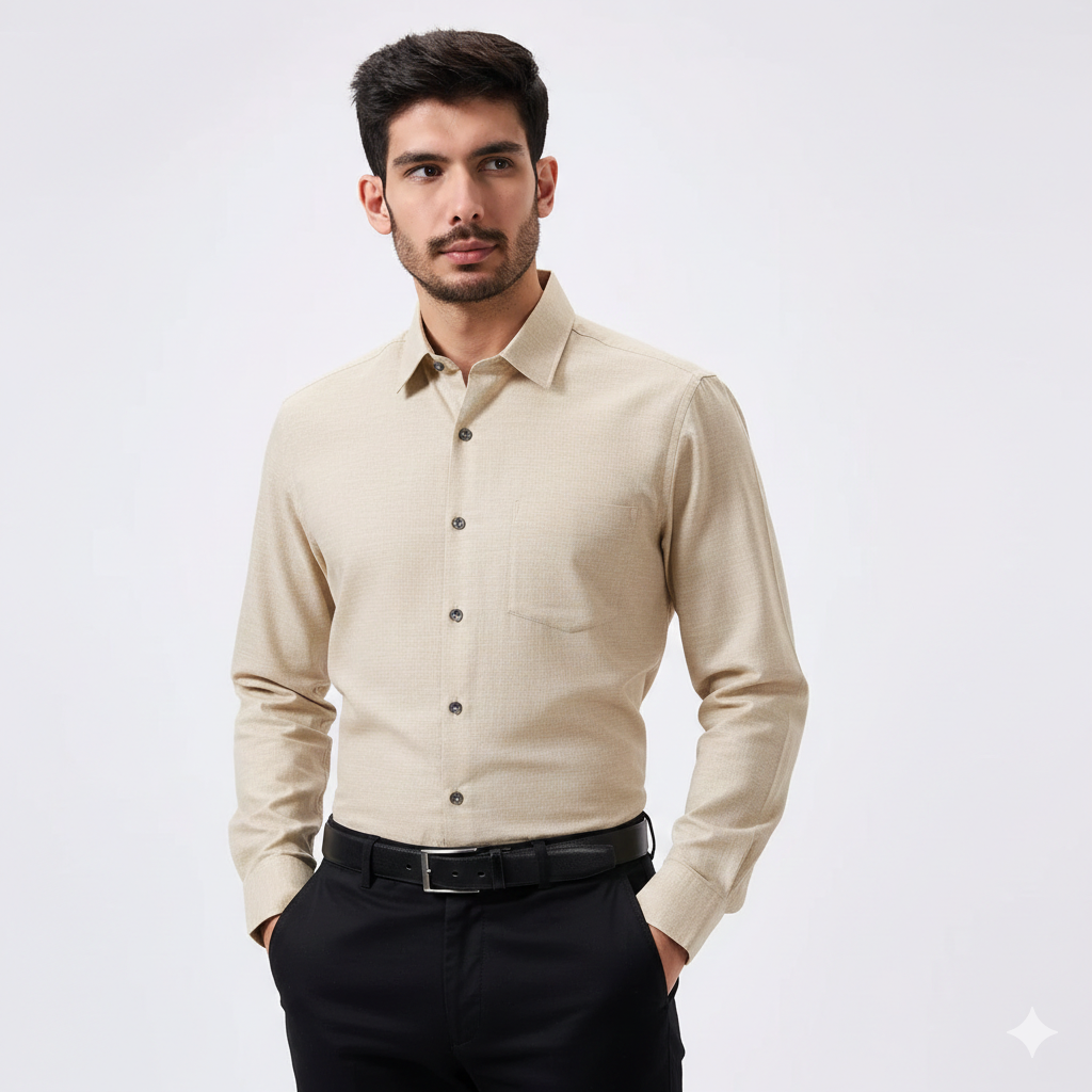 Linen Slab Pink Color Plain Men Shirt