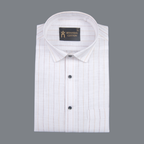 Flex Cotton Linen Mustard Gold Stripes Men Shirt