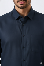 Linen Slab Blue Color Plain Men Shirt