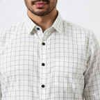 Flax Linen Cotton Light Black checks Men Shirt