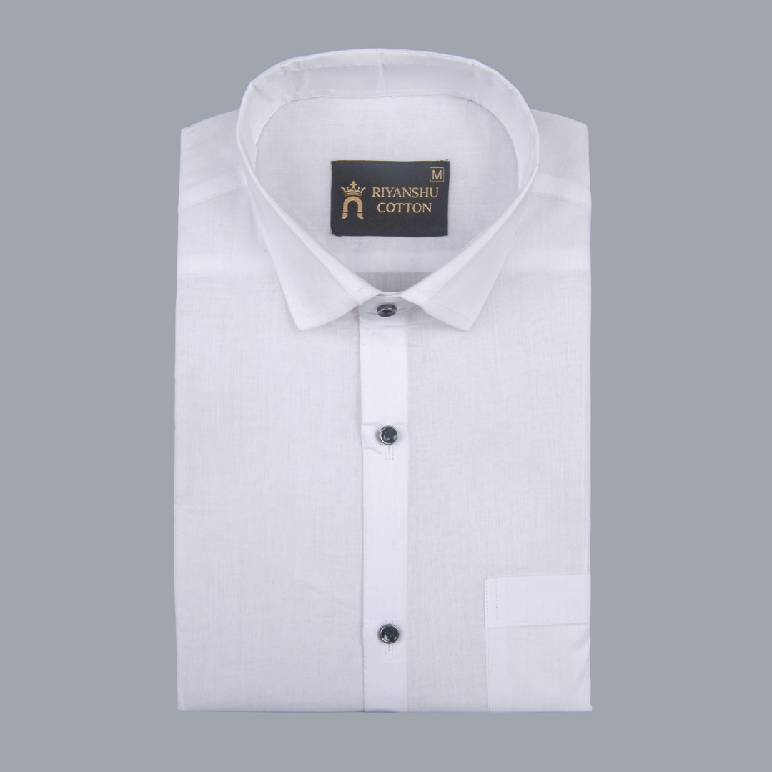 Linen White Loan Plain Men Shirt