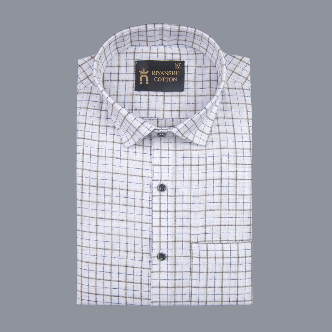 Pure Cotton 100% Brown Check Men Shirt