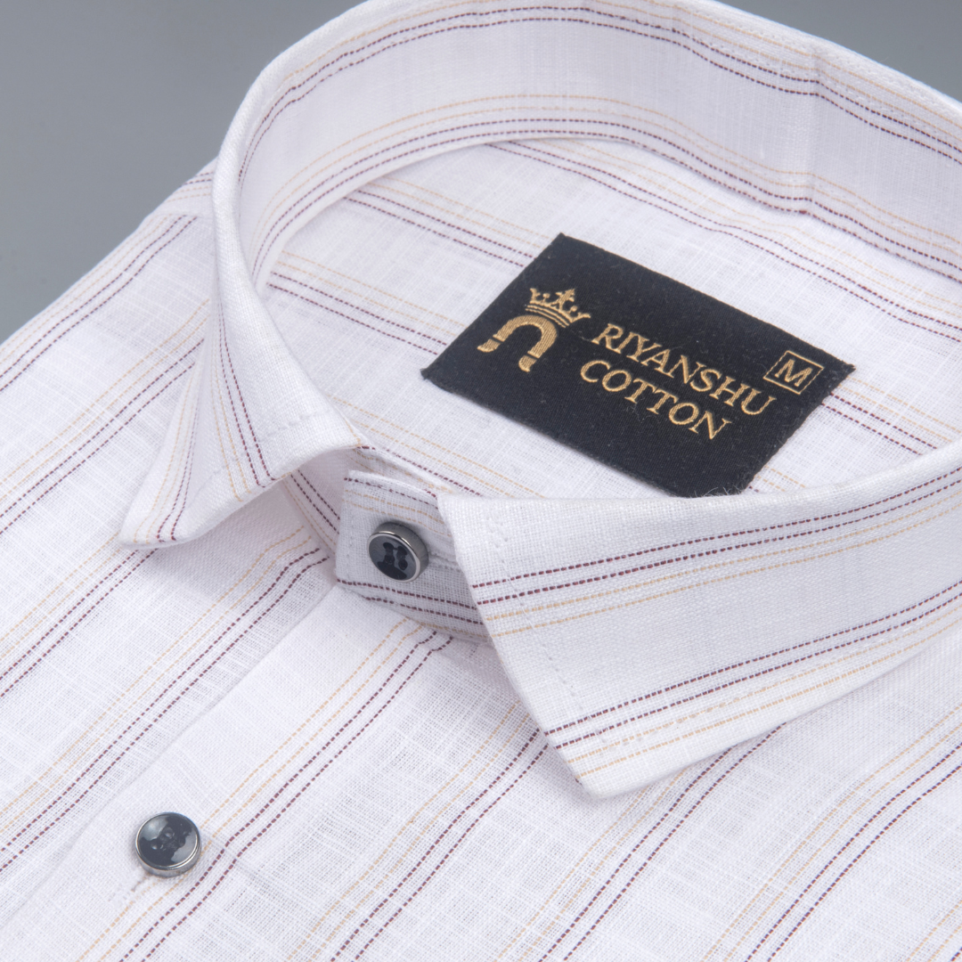 Classic Brown Stripe Formal Men Shirt