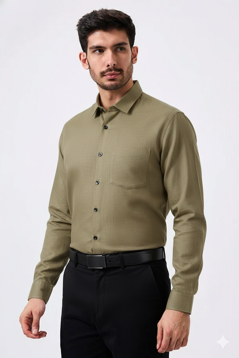 Linen Slab Blue Color Plain Men Shirt