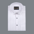 Flex Cotton Linen Wine Red Stripes Men Shirt