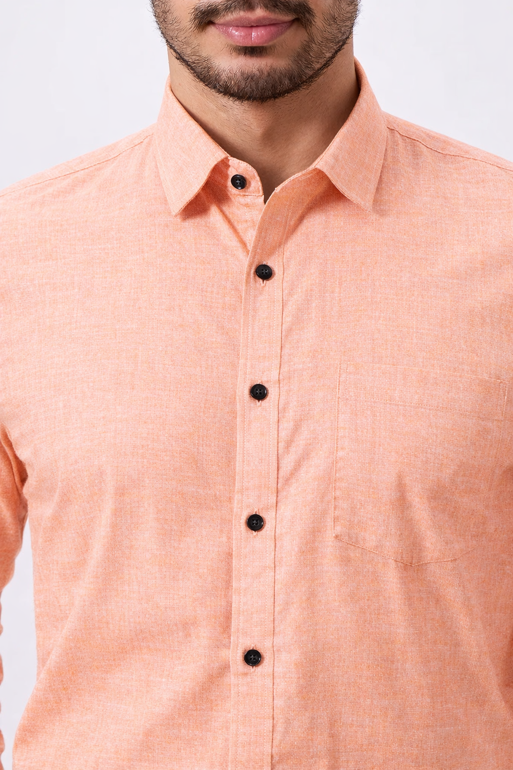 Cotton Classic Orange Plain Men Shirt