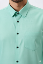 Linen Slab Sky Color Plain Men Shirt