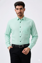 Linen Slab Sky Color Plain Men Shirt