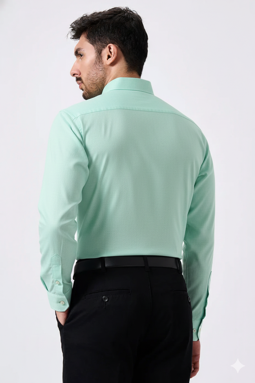 Linen Slab Sky Color Plain Men Shirt