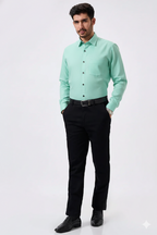 Linen Slab Sky Color Plain Men Shirt
