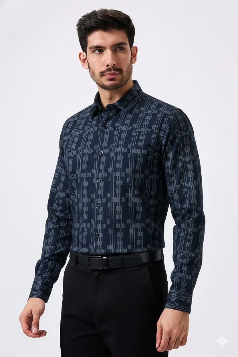 Premium Printed Blue Color Men Shirt
