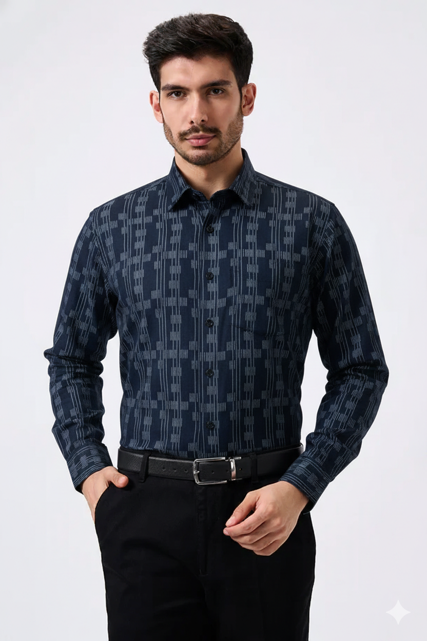 Premium Printed Blue Color Men Shirt