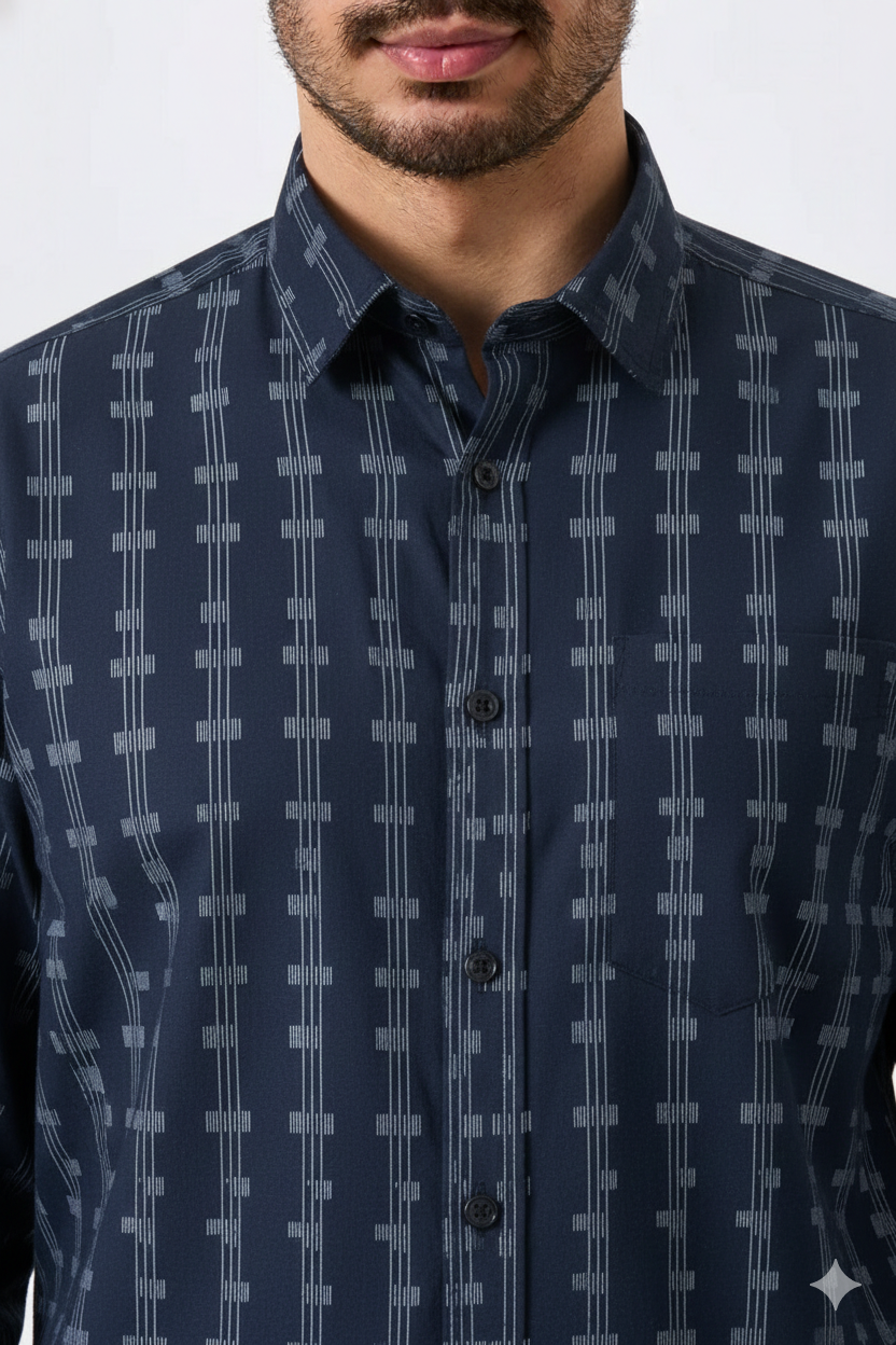 Premium Printed Blue Color Men Shirt
