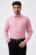 Linen Slab Pink Color Plain Men Shirt