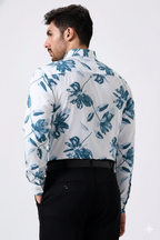 Pure Cotton White Color flower Print Men Shirt