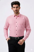 Linen Slab Pink Color Plain Men Shirt