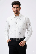 Flax Linen Cotton Minimal Floral Print Men Shirt