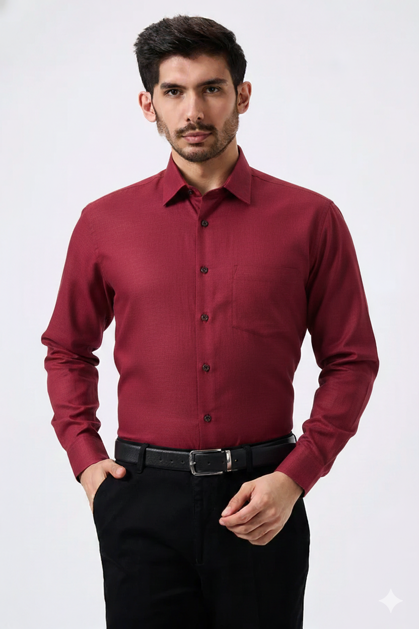 Linen Slab Blue Color Plain Men Shirt