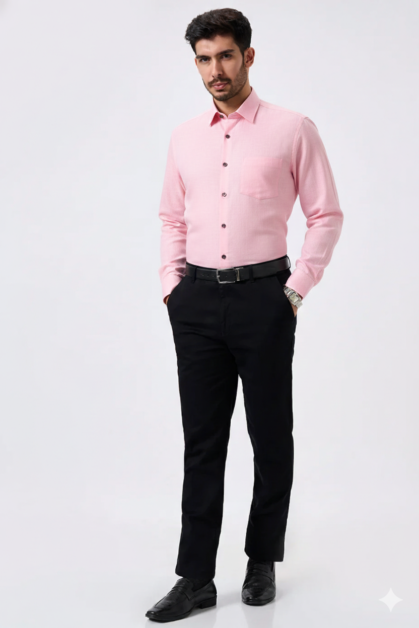 Linen Slab Pink Color Plain Men Shirt