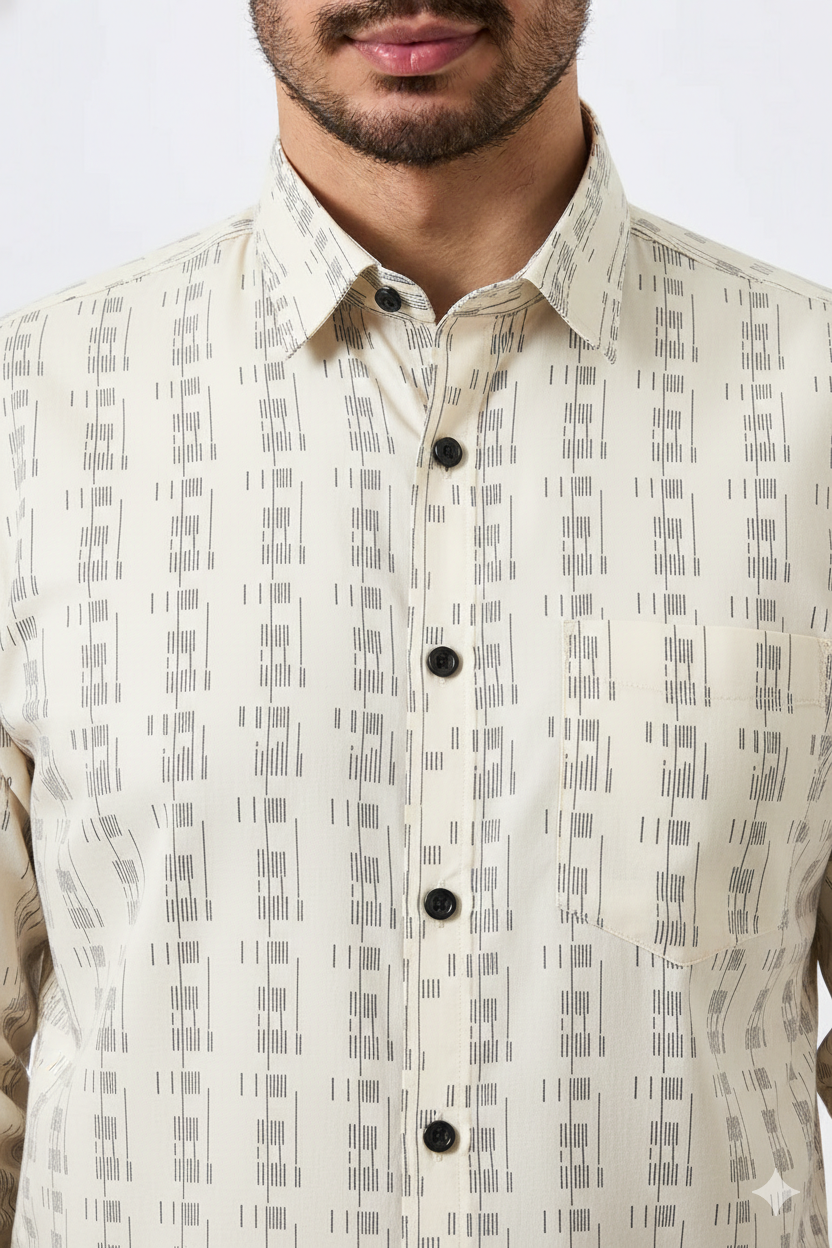 Premium Printed Cream Color Men Shirt