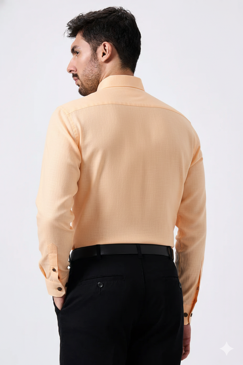 Linen Slab Sky Color Plain Men Shirt