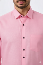 Linen Slab Pink Color Plain Men Shirt